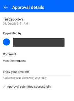 Screenshot of the 'Approval submitted successfully' message.