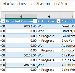 Create a formula in the Excel template Create a formula in the Excel template.