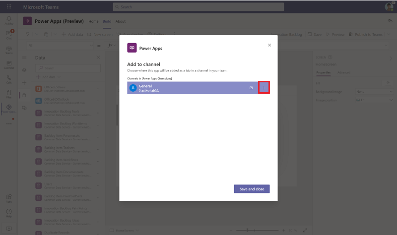 Choose where the app will be added as a tab in a channel Choose where the app will be added as a tab in a channel.