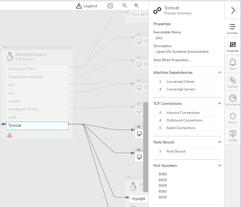 Screenshot that shows the Process Summary pane.