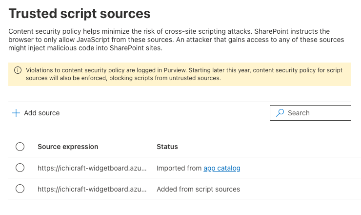 Multiple entries in the Trusted Script Sources