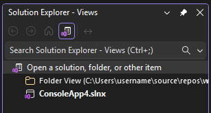 Screenshot of the Folder View in Solution Explorer in Visual Studio.