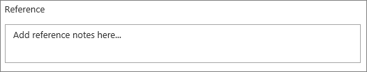 Screenshot of the reference field used for making notes about the assignment. Add your own reference notes to each subscription