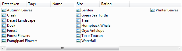 screen shot of list view in list mode