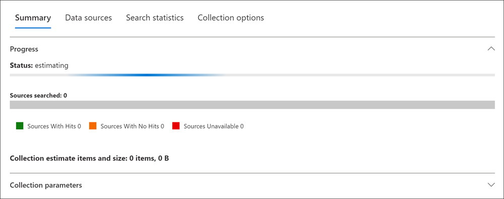 In-progress information for a collection estimate.