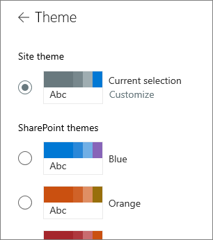 Image of the site theme options