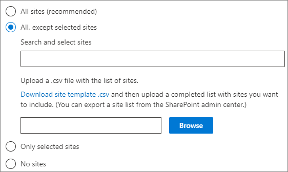 Screenshot of SharePoint topic sources user interface.