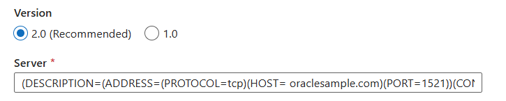 Screenshot of linked service using connector descriptor.