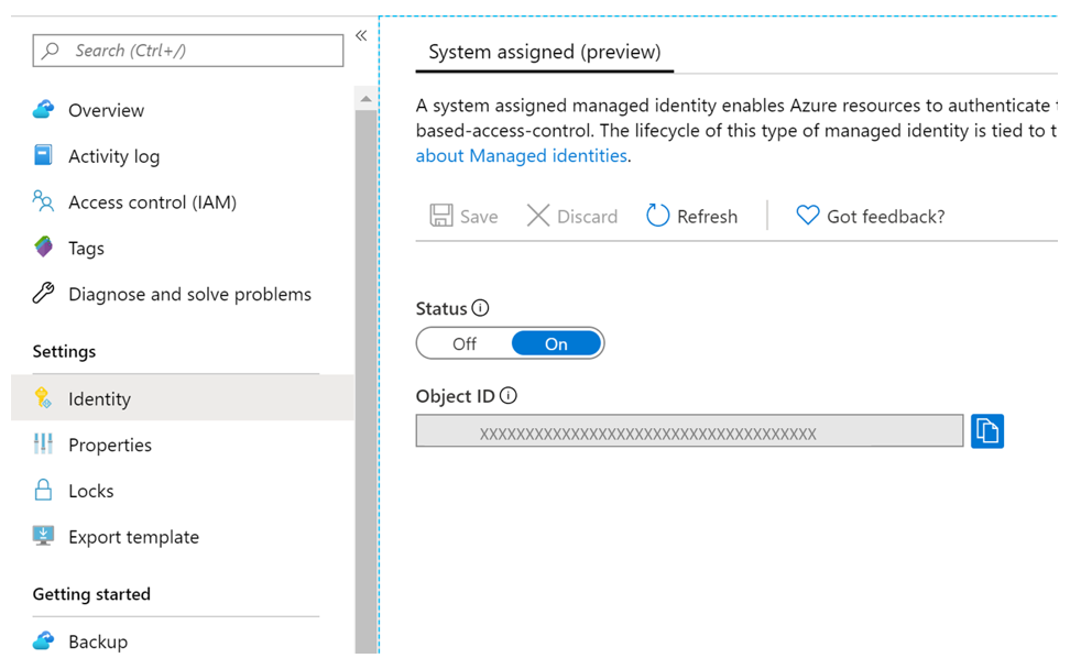 Shows the Azure portal and the Recovery Services page.