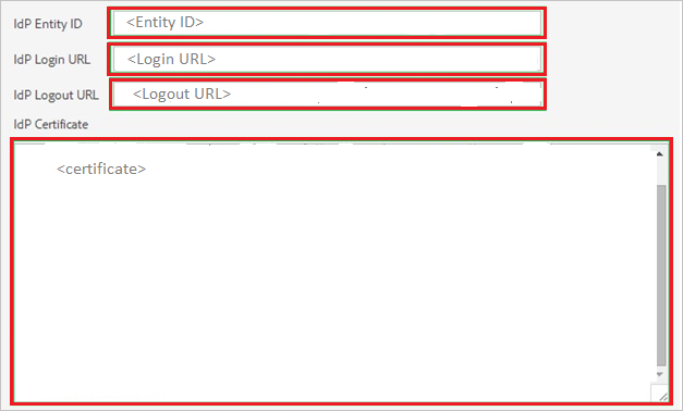 SAML Settings Screenshot of SAML Settings.