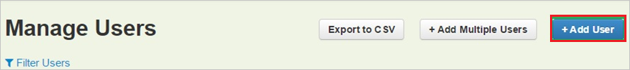 Add User Screenshot shows Manage Users where you can select Add User.