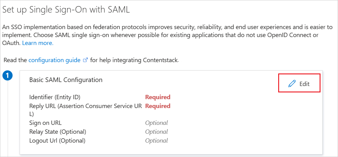 Basic Configuration Screenshot shows how to edit Basic SAML Configuration.