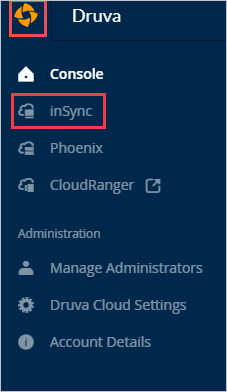 Screenshot of Druva Admin Console.