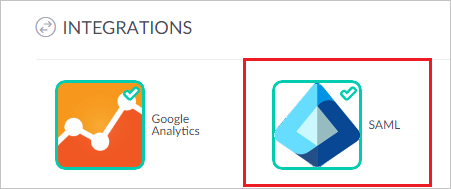 Integration Screenshot shows the SAML icon under integrations.