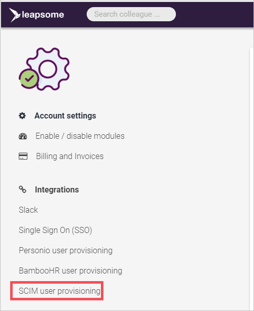 Screenshot of Leapsome Add SCIM.