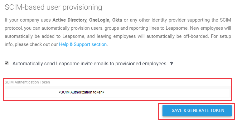 Screenshot of Leapsome Create Token.