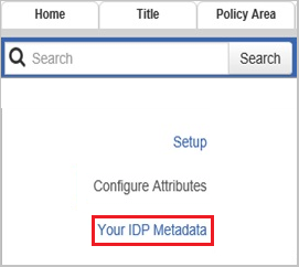 Single Sign-On Configuration Screenshot that shows the "Your I D P Metadata" action selected.