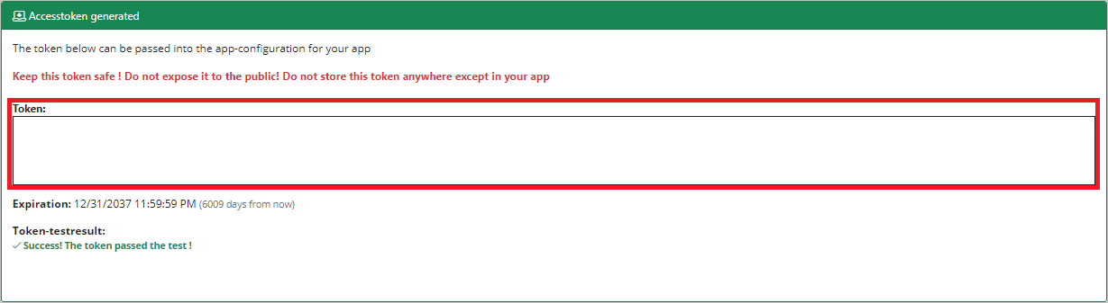 Screenshot of the generated Talentech bearer token.