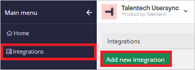 Screenshot of the Talentech integrations settings page.
