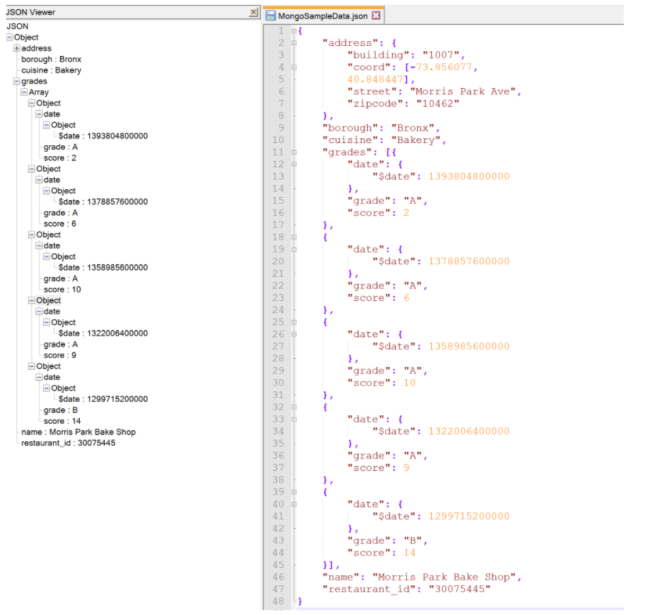 Screenshot of MongoDB flattening.