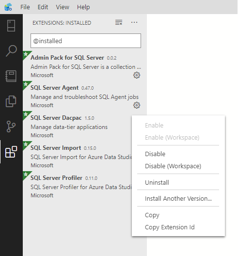 Screenshot showing the Extension dropdown.