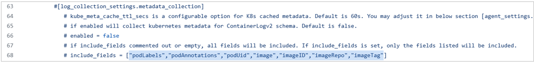 Screenshot that shows metadata fields.