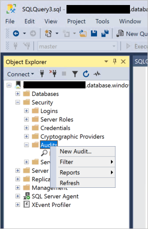 Screenshot showing how to Expand security and audit node.