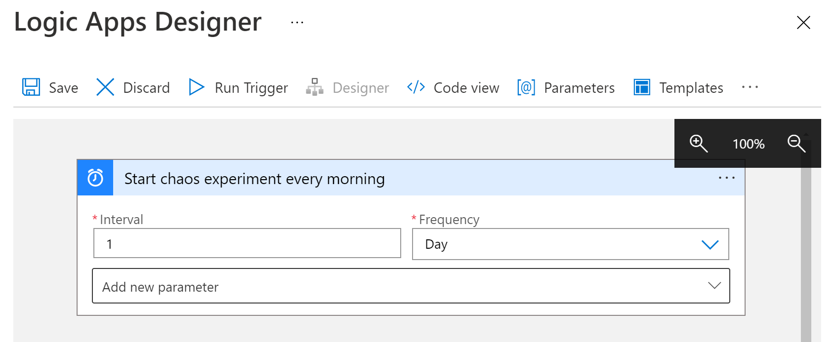 Screenshot that shows the changes to the trigger's interval and frequency.