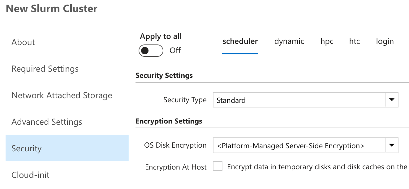 CycleCloud Separate Node Array Settings