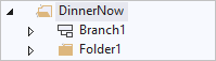 Screenshot that shows a branch icon and a folder icon.