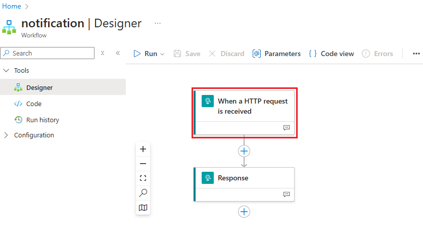 Screenshot showing the workflow Designer page.