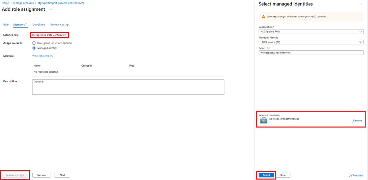 Screenshot of the page for adding a role assignment.