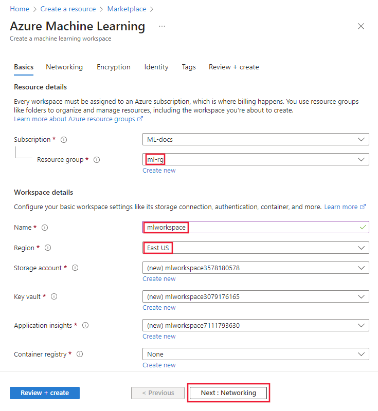 Screenshot of the workspace creation form.