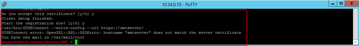 Screenshot of client registration failure.