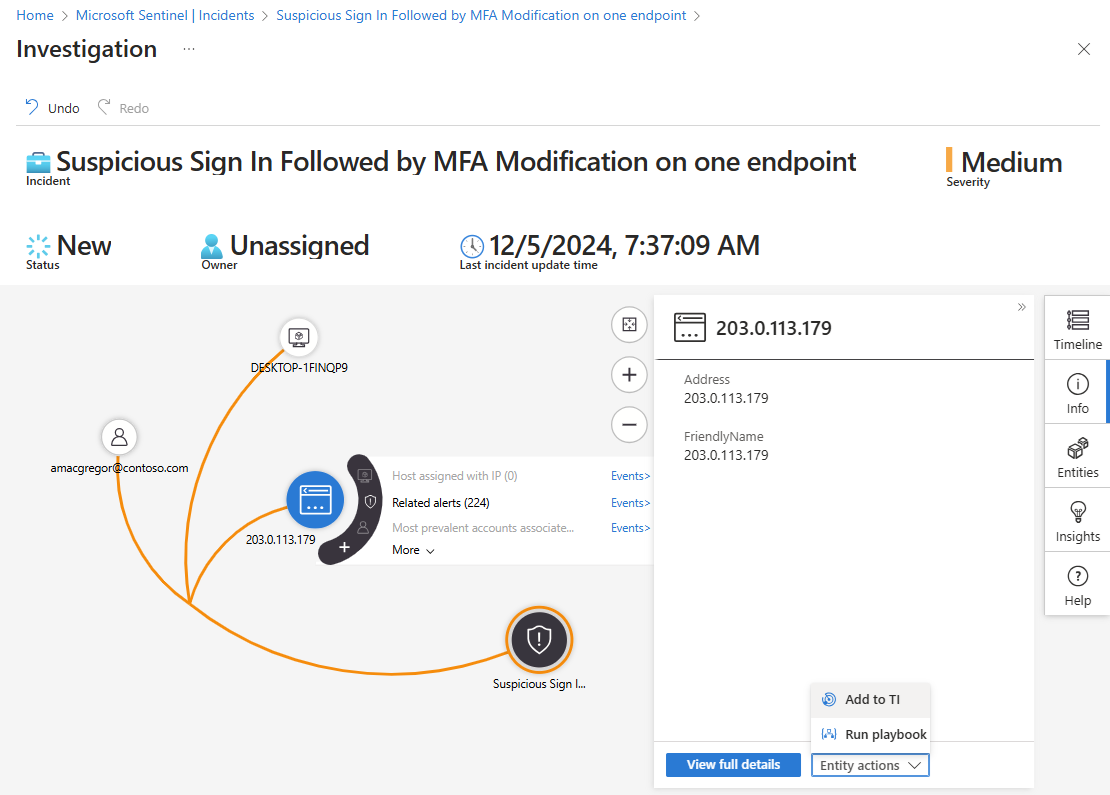 Screenshot of adding entity to threat intelligence.