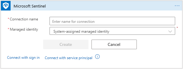 Screenshot of the Connect with managed identity link.