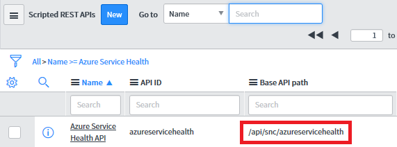 The "Base API Path" in ServiceNow