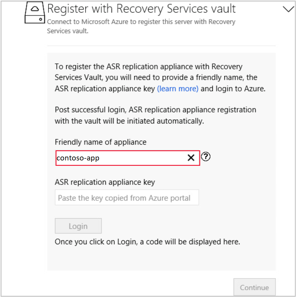 Screenshot showing register appliance.