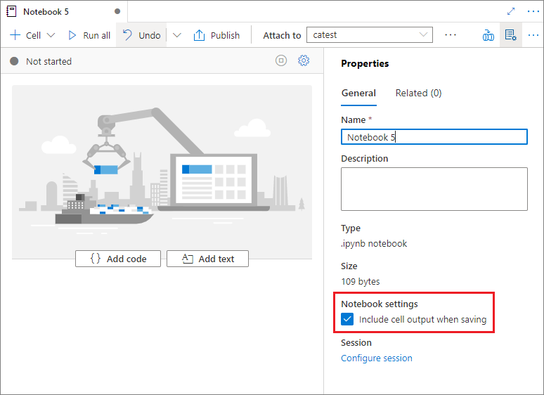 Screenshot of notebook-properties