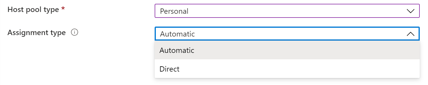 A screenshot of the assignment type field drop-down menu. The user has selected Automatic.