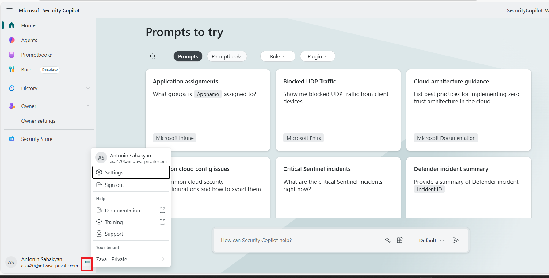 Screenshot of tenant settings selection.