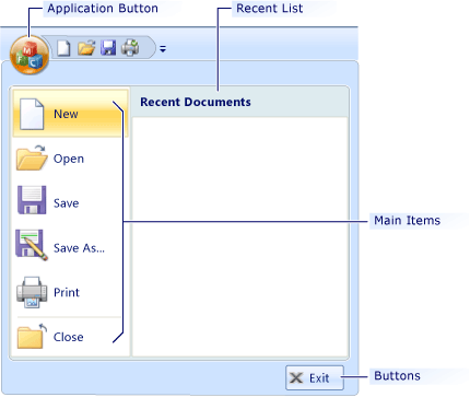 MFC Ribbon Application Button.