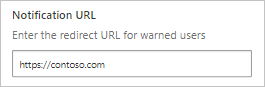 Screenshot showing how to configure notification URL for blocked pages.