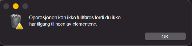 Skjermbilde av operasjonen blokkert popup-melding.