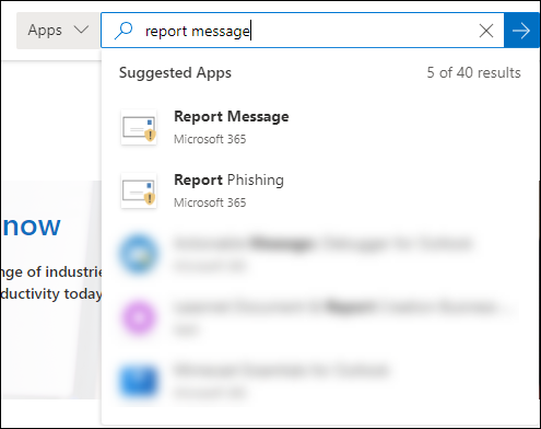Søk resultater på microsofts kommersielle markedsplass-side for rapportmeldingstillegget.