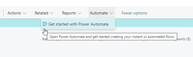 Handlingen Kom i gang med Power Automate