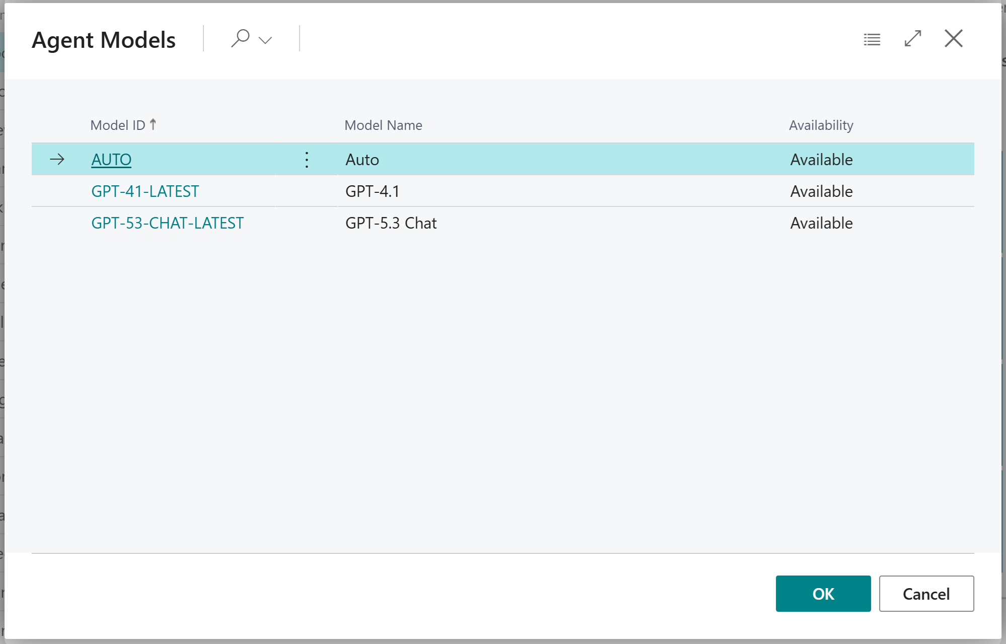 Agent Models list page showing available models with their status and retirement dates.
