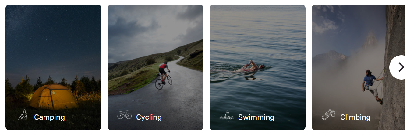 Skjermbilde av en flislistemodul og flismoduler på hjemmesiden til Adventure Works.