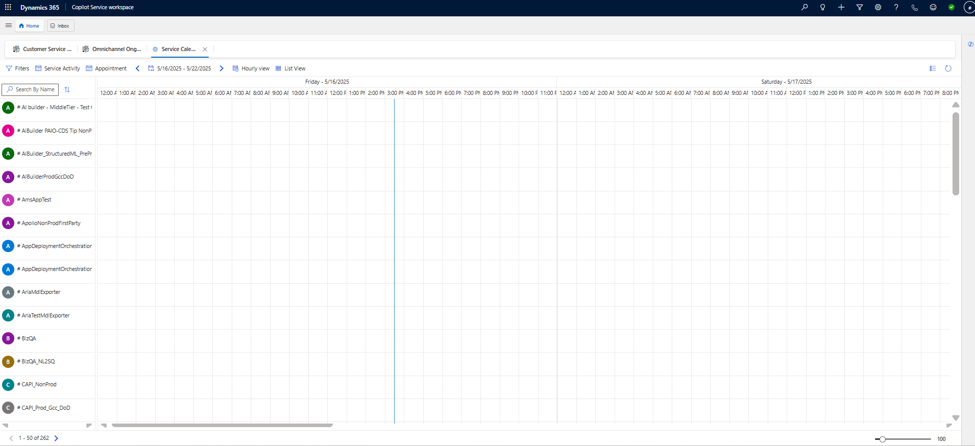 Skjermbilde av serviceressursplanlegging