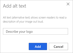 Legge til alternativ tekst i logoen Legge til alternativ tekst i logoen.